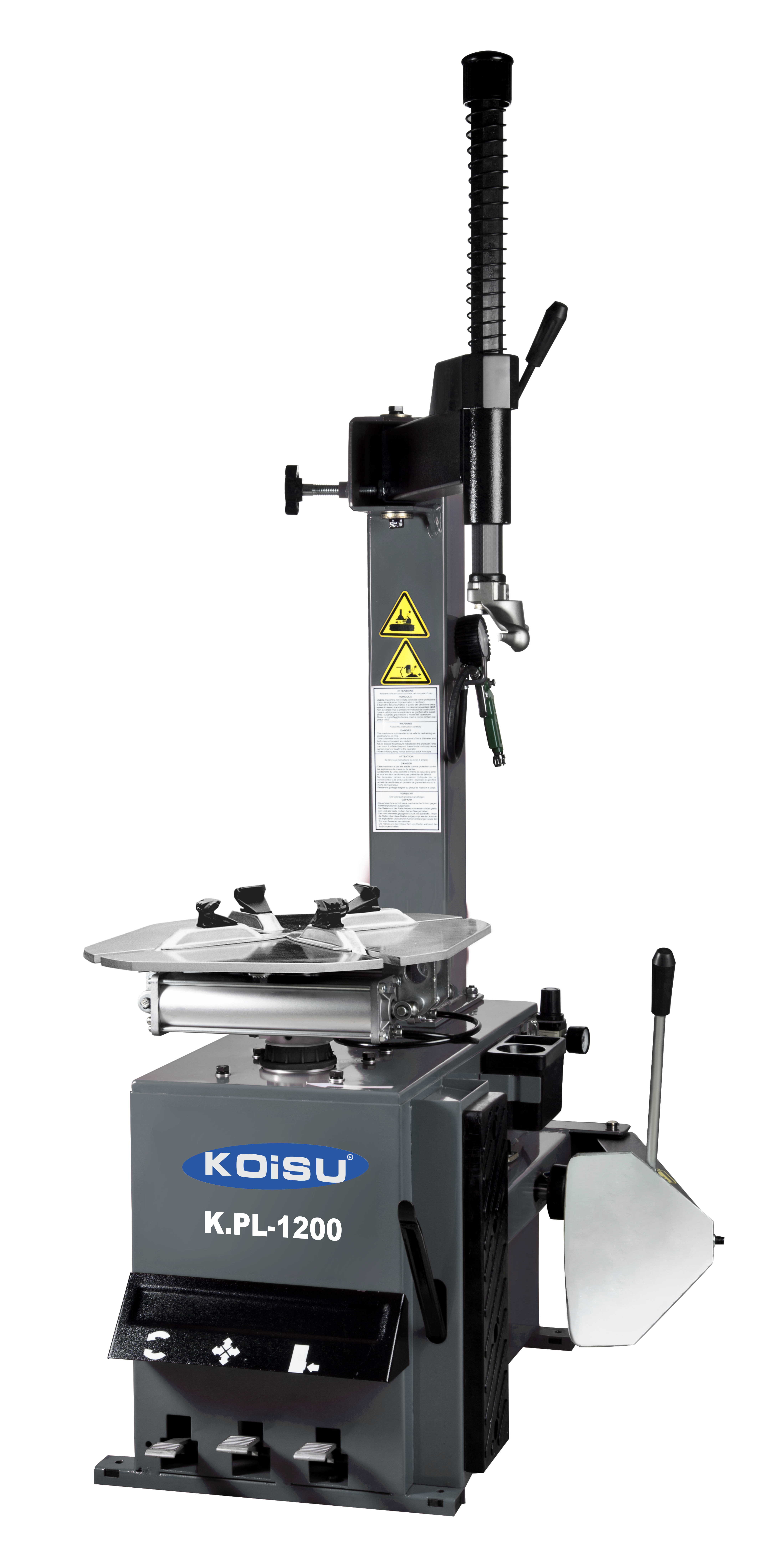 Máy ra vào lốp xe con 1000mm, 0.75 kW (1 pha, màu ghi RAL 7016)